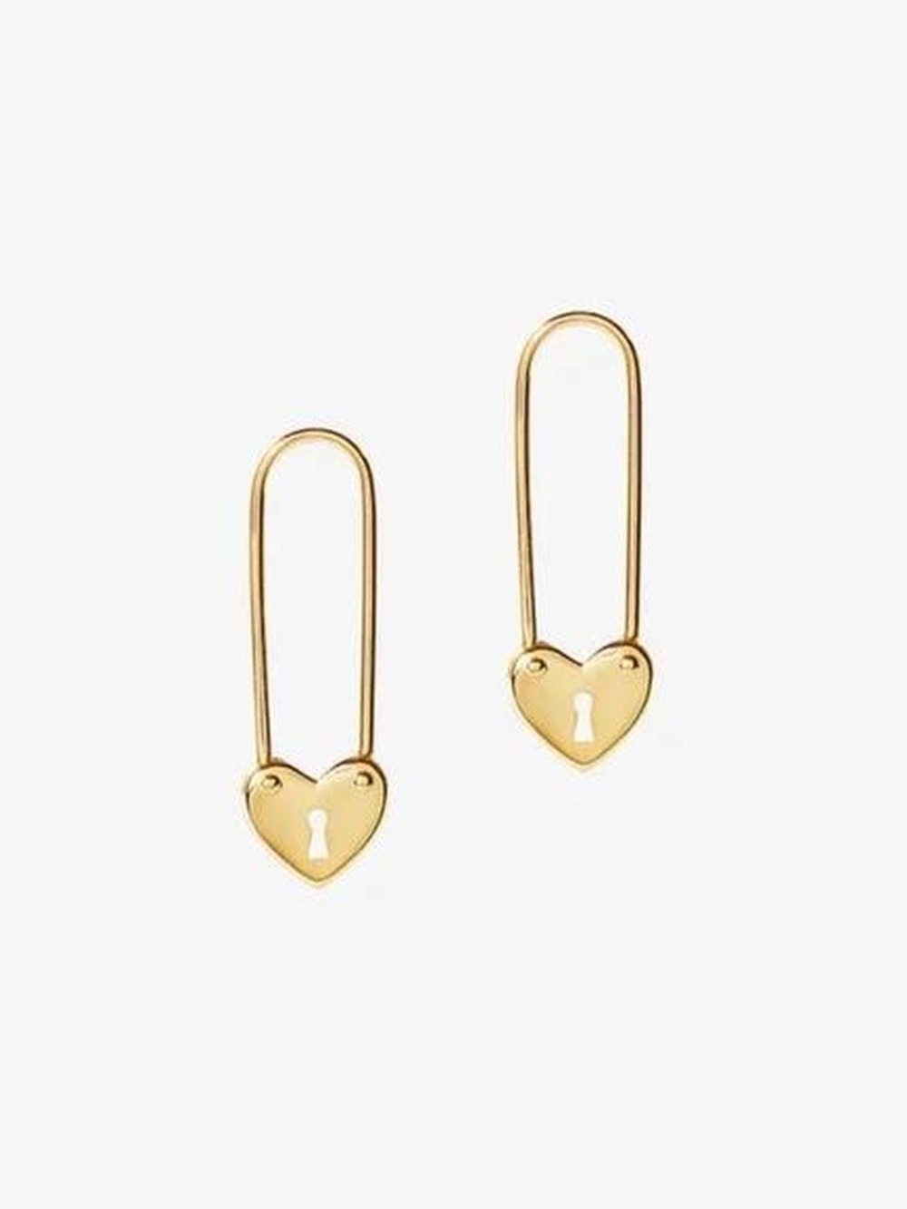 Ana Luisa Heart Safety Pin Earrings